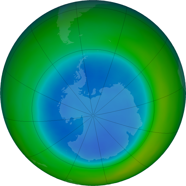 Antarctic ozone map for August 2021